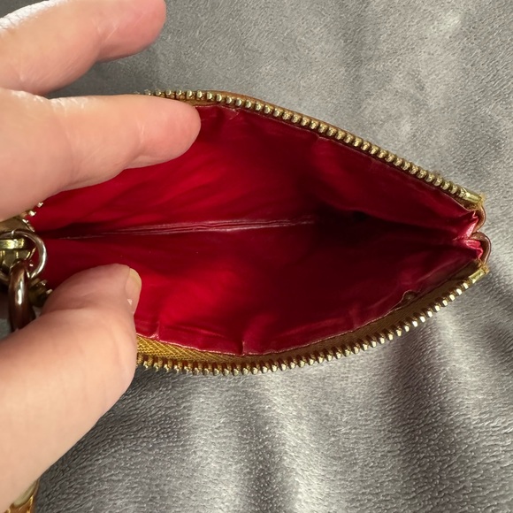 Dooney & Bourke Vintage Pebble Grain Fuchsia and Brown Leather Wristlet - Picture 6 of 7